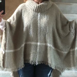 Cowl neck poncho sweater